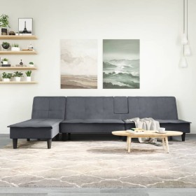 L-förmiges Schlafsofa aus dunkelgrauem Samt, 255 x 140 x 70 cm von vidaXL, Sofas - Ref: Foro24-3157261, Preis: 390,99 €, Raba...