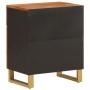 Mesita de noche madera maciza mango marrón y negro 50x33x60 c de vidaXL, Mesitas de noche - Ref: Foro24-356791, Precio: 93,12...