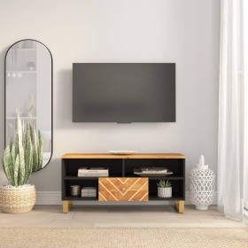 Mueble de TV madera maciza mango marrón y negro 100x33,5x46 cm de vidaXL, Muebles TV - Ref: Foro24-356799, Precio: 111,13 €, ...