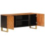 Mueble de TV madera maciza mango marrón y negro 105x33,5x46 cm de vidaXL, Muebles TV - Ref: Foro24-356783, Precio: 95,60 €, D...