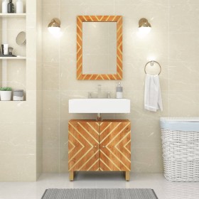 Mueble para lavabo de baño madera maciza mango marrón y negro de vidaXL, Tocadores de baño - Ref: Foro24-356802, Precio: 110,...