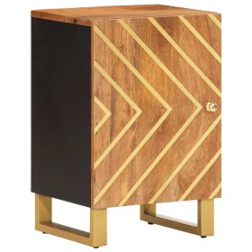 Solid mango wood bathroom cabinet in brown and black, measuring 38x33.5x58 cm. by vidaXL, bathroom vanities - Ref: Foro24-356...