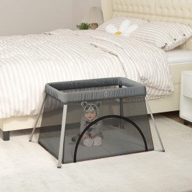 Playpen for babies with dark gray linen fabric mattress by vidaXL, Baby Playpens - Ref: Foro24-10302, Price: 58,67 €, Discoun...