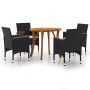 Juego de comedor de jardín de 5 piezas negro de vidaXL, Conjuntos de jardín - Ref: Foro24-3071740, Precio: 366,56 €, Descuent...