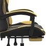 Silla gaming con reposapiés cuero sintético negro dorado de vidaXL, Sillones para videojuegos - Ref: Foro24-3143880, Precio: ...