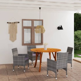 Juego de comedor para jardín de 5 piezas gris de vidaXL, Conjuntos de jardín - Ref: Foro24-3071802, Precio: 475,31 €, Descuen...