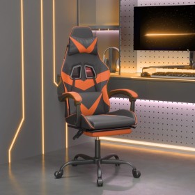 Silla gaming con reposapiés cuero sintético negro naranja de vidaXL, Sillones para videojuegos - Ref: Foro24-3143860, Precio:...