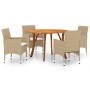 Juego de comedor para jardín de 5 piezas beige de vidaXL, Conjuntos de jardín - Ref: Foro24-3071803, Precio: 525,99 €, Descue...