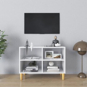 TV cabinet solid wood legs glossy white 69.5x30x50 cm by vidaXL, TV Furniture - Ref: Foro24-805929, Price: 54,24 €, Discount: %