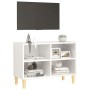 TV-Schrank, Beine aus Massivholz, glänzend weiß, 69,5 x 30 x 50 cm von vidaXL, TV-Möbel - Ref: Foro24-805929, Preis: 54,24 €,...