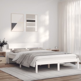 Solid white pine wood bed frame 160x200 cm by vidaXL, Beds and slatted bases - Ref: Foro24-835800, Price: 171,55 €, Discount: %