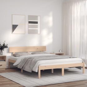 Solid pine wood bed frame 160x200 cm by vidaXL, Beds and slatted bases - Ref: Foro24-835799, Price: 143,87 €, Discount: %