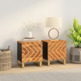 Bedside tables 2 pcs solid brown and black mango wood by vidaXL, Nightstands - Ref: Foro24-356780, Price: 93,80 €, Discount: %