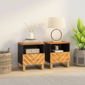 Bedside tables 2 pcs solid brown and black mango wood by vidaXL, Nightstands - Ref: Foro24-356790, Price: 105,99 €, Discount: %