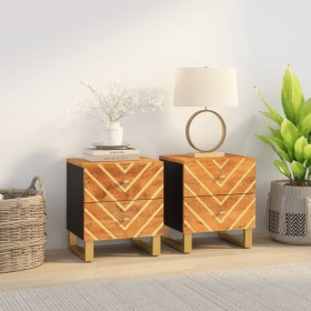 2 solid mango wood bedside tables in brown and black by vidaXL, Nightstands - Ref: Foro24-356782, Price: 120,03 €, Discount: %