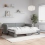 Trundle sofa bed light gray fabric 90x190 cm by vidaXL, Beds and slatted bases - Ref: Foro24-3196826, Price: 265,96 €, Discou...