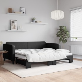 Trundle sofa bed black fabric 90x190 cm by vidaXL, Beds and slatted bases - Ref: Foro24-3196828, Price: 294,99 €, Discount: %