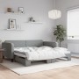 Trundle sofa bed light gray fabric 100x200 cm by vidaXL, Beds and slatted bases - Ref: Foro24-3196821, Price: 287,99 €, Disco...