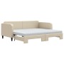 Trundle sofa bed with cream fabric mattress 90x200 cm by vidaXL, Beds and slatted bases - Ref: Foro24-3196838, Price: 421,55 ...