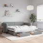 Trundle sofa bed with drawers light gray fabric 90x190 cm by vidaXL, Beds and slatted bases - Ref: Foro24-3196862, Price: 312...