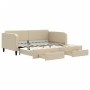 Trundle sofa bed with drawers cream fabric 100x200 cm by vidaXL, Beds and slatted bases - Ref: Foro24-3196861, Price: 367,99 ...