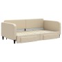 Trundle sofa bed with drawers cream fabric 100x200 cm by vidaXL, Beds and slatted bases - Ref: Foro24-3196861, Price: 367,99 ...