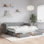 Trundle sofa bed with drawers light gray fabric 90x200 cm by vidaXL, Beds and slatted bases - Ref: Foro24-3196870, Price: 473...