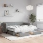 Trundle sofa bed with drawers light gray fabric 90x190 cm by vidaXL, Beds and slatted bases - Ref: Foro24-3196880, Price: 503...