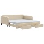 Trundle sofa bed with drawers cream fabric 100x200 cm by vidaXL, Beds and slatted bases - Ref: Foro24-3196879, Price: 491,30 ...