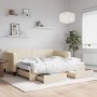 Trundle sofa bed with drawers cream fabric 90x200 cm by vidaXL, Beds and slatted bases - Ref: Foro24-3196874, Price: 462,95 €...