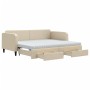 Trundle sofa bed with drawers cream fabric 90x200 cm by vidaXL, Beds and slatted bases - Ref: Foro24-3196874, Price: 462,95 €...