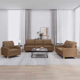 Sofa set with cushions 3 pieces brown fabric by vidaXL, Sofas - Ref: Foro24-3201245, Price: 651,99 €, Discount: %