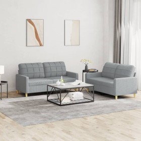 Sofa set with cushions 2 pieces light gray fabric by vidaXL, Sofas - Ref: Foro24-3201274, Price: 441,84 €, Discount: %