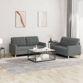 Sofagarnitur mit Kissen 2-teilig aus dunkelgrauem Stoff von vidaXL, Sofas - Ref: Foro24-3201275, Preis: 455,00 €, Rabatt: %