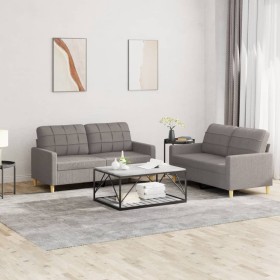 Sofagarnitur mit Kissen, 2-teilig, taupegrauer Stoff von vidaXL, Sofas - Ref: Foro24-3201281, Preis: 437,56 €, Rabatt: %