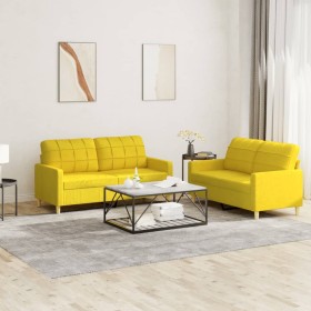 Sofa set with cushions 2 pieces light yellow fabric by vidaXL, Sofas - Ref: Foro24-3201279, Price: 437,37 €, Discount: %