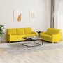 Sofa set with cushions 2 pieces light yellow fabric by vidaXL, Sofas - Ref: Foro24-3201311, Price: 478,62 €, Discount: %