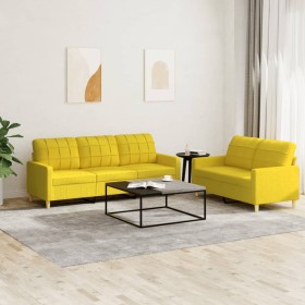 Sofa set with cushions 2 pieces light yellow fabric by vidaXL, Sofas - Ref: Foro24-3201311, Price: 458,99 €, Discount: %