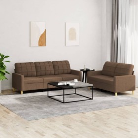 Sofa set with cushions 2 pieces brown fabric by vidaXL, Sofas - Ref: Foro24-3201309, Price: 528,84 €, Discount: %