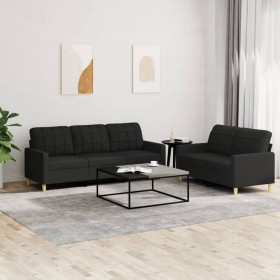 Sofagarnitur mit Kissen 2-teilig aus schwarzem Stoff von vidaXL, Sofas - Ref: Foro24-3201310, Preis: 554,77 €, Rabatt: %