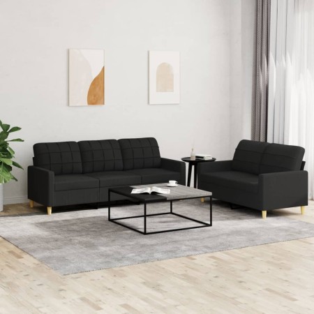 Sofa set with cushions 2 pieces black fabric by vidaXL, Sofas - Ref: Foro24-3201310, Price: 557,87 €, Discount: %