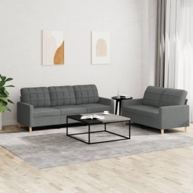 Sofagarnitur mit Kissen 2-teilig aus dunkelgrauem Stoff von vidaXL, Sofas - Ref: Foro24-3201307, Preis: 501,25 €, Rabatt: %