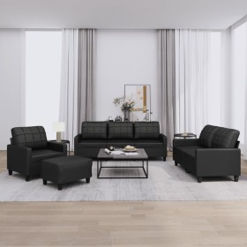 Set of sofas with 4 pieces of black synthetic leather cushions by vidaXL, Sofas - Ref: Foro24-3201343, Price: 750,19 €, Disco...