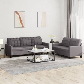 Zweiteilige Sofagarnitur aus grauem Kunstleder mit Kissen von vidaXL, Sofas - Ref: Foro24-3201380, Preis: 498,98 €, Rabatt: %