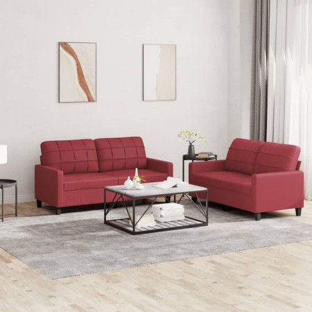 Sofagarnitur mit Kissen 2-teilig aus rotem Kunstleder von vidaXL, Sofas - Ref: Foro24-3201361, Preis: 471,86 €, Rabatt: %