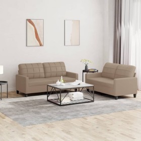 Sofagarnitur mit Kissen 2 Stück Kunstleder Cappuccino von vidaXL, Sofas - Ref: Foro24-3201362, Preis: 493,41 €, Rabatt: %