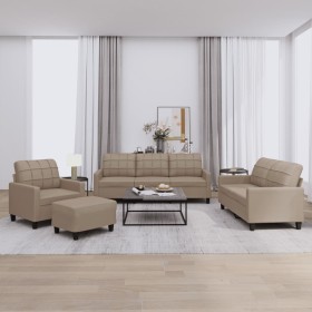 Cappuccino synthetic leather 4-piece sofa set with cushions by vidaXL, Sofas - Ref: Foro24-3201347, Price: 752,97 €, Discount: %