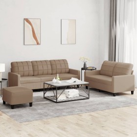 Cappuccino synthetic leather 3-piece sofa set with cushions by vidaXL, Sofas - Ref: Foro24-3201387, Price: 559,73 €, Discount: %