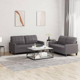 Sofagarnitur mit Kissen 2-teilig aus Kunstleder in Grau von vidaXL, Sofas - Ref: Foro24-3201360, Preis: 396,26 €, Rabatt: %