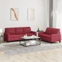 2-piece red dyed faux leather sofa set with cushions by vidaXL, Sofas - Ref: Foro24-3201381, Price: 567,28 €, Discount: %